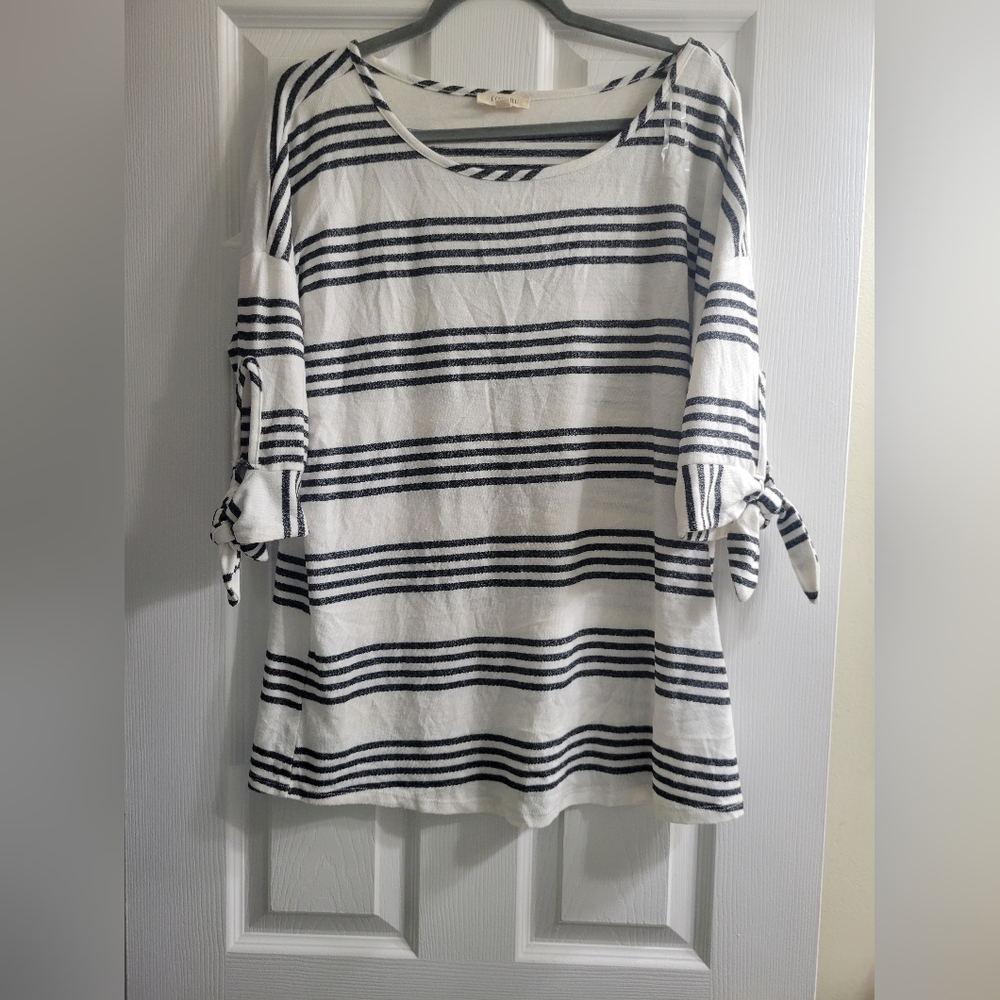 Tie Sleeve Stripe Top